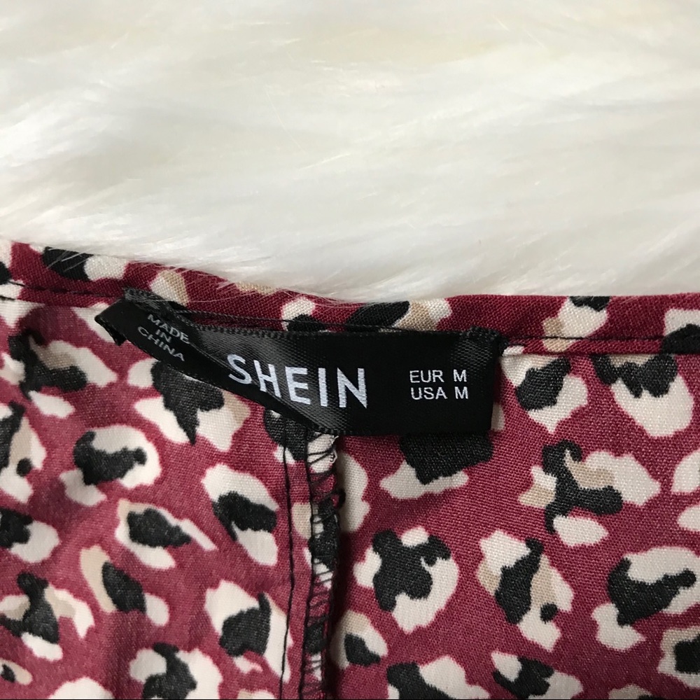Shein Red Cheetah Print Button Up Dress Medium - Picture 6 of 7